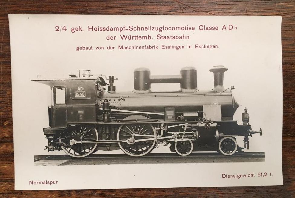 AK Eisenbahn. - 2/3 gek. Heissdampf-Schnellzuglocomotive Classe A Dh der Württem